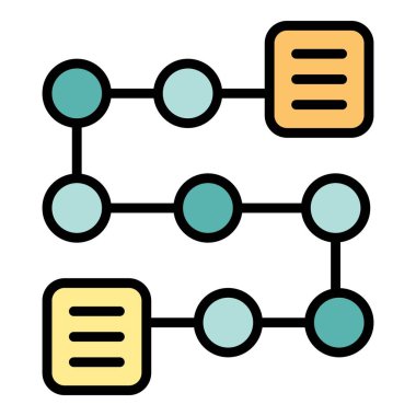 Web planı simgesi ana hatları vektörü. Çalışma süreci. Akış prosedürü rengi düz