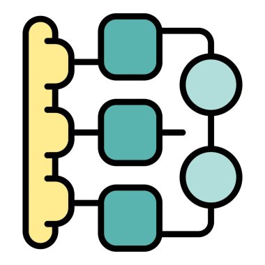 Vites şeması ana hatları vektörü. Çalışma akışı süreci. Takım planı rengi düz