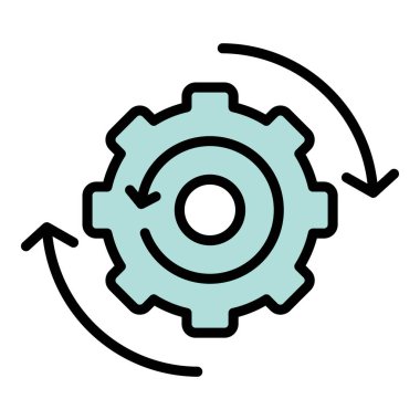 Vites sistemi simgesi dış hat vektörü. Çalışma Ağı. Takım ok rengi düz