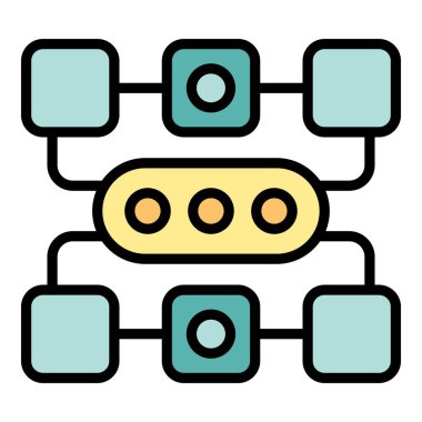 Çalışma akışı tekeri simgesi ana hatları vektörü. Akış sistemi. Ok yazılım rengi düz