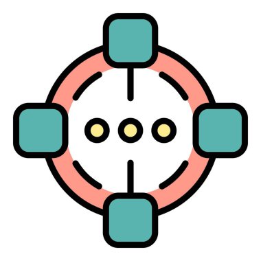 Şema yazılım simgesi ana hatları vektörü. İş projesi. Ok işleme rengi düz