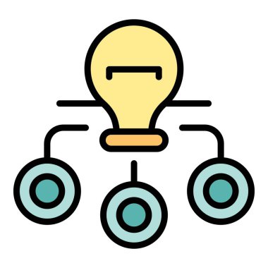 Çalışma akışı fikri simgesi ana hatları vektörü. İş malzemeleri. Strateji sistemi rengi düz