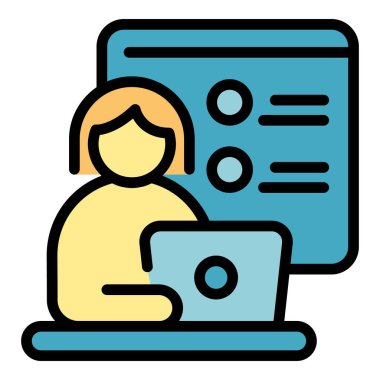 Ev işi izolasyon ikonu ana hatları vektörü. İnternette sosyal. Uzak renk düzlüğü