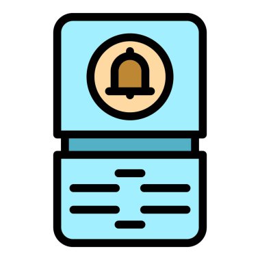 Video intercom çan simgesi ana hatları vektörü. Kapı sistemi. Telefon kamerası rengi düz