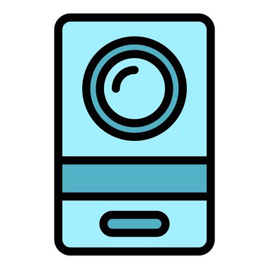 Dijital video interkom simgesi ana hatlı vektör. Kapı sistemi. Zil kamerası rengi düz