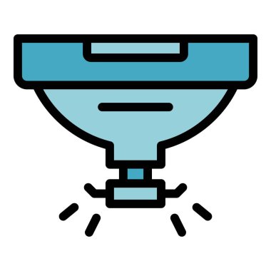 Güvenlik duman dedektörü ikon ana hatları vektörü. Ateş sensörü. Ev denetimi rengi düz