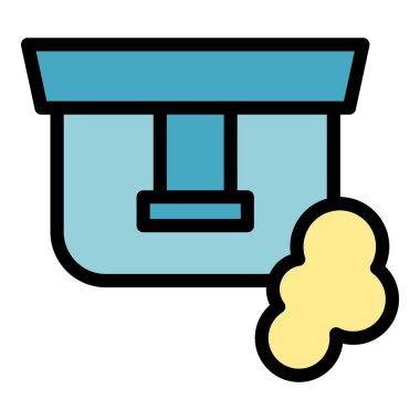 Suç duman dedektörü ikon ana hatları vektörü. Yangın alarmı. Algılayıcı sistemi rengi düz