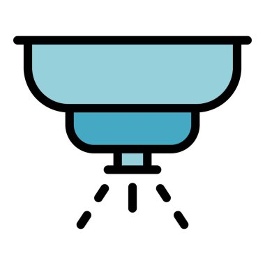 Duman dedektörü fıskiye ikonu ana hatları vektörü. Ev sistemi. Alarm yangın rengi düz