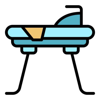 Küçük demir tahta simgesi ana hat vektörü. Oda temiz. Ev elektriği rengi düz