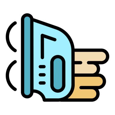 Buhar demiri ikon dış hat vektörü. Oda temiz. Elektrikli ev rengi düz