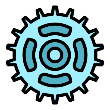 Bisiklet vitesi ikonu ana hat vektörü. Motor parçası. Motosiklet kısmı düz renk