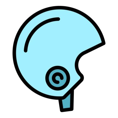 Eski motorcu başlığı simgesi ana hat vektörü. Motor takımı. Motor dişli rengi düz