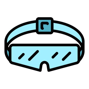 Bisiklet gözlüğü ikonu ana hatları vektörü. Vites bölümü. Bisiklet ekipmanı rengi düz