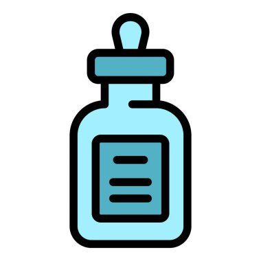 Göz damlası ikonu ana hat vektörü. Kozmetik cilt. Yüz tedavisi rengi düz