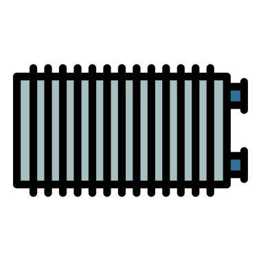 Su radyatörü ikonu ana hatları vektörü. Elektrikli ısıtıcı. Ev ısısı rengi düz