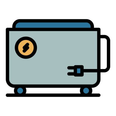 Ev konveksiyon ikonu ana hatları vektörü. Elektrikli ısıtıcı. İç panel rengi düz