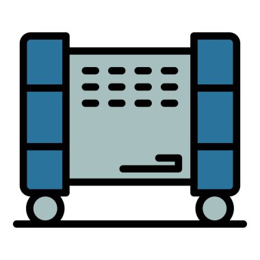 Ilık radyatör ikonu ana hatları vektörü. Isıtıcı taşıyıcısı. Elektrik ev rengi düz