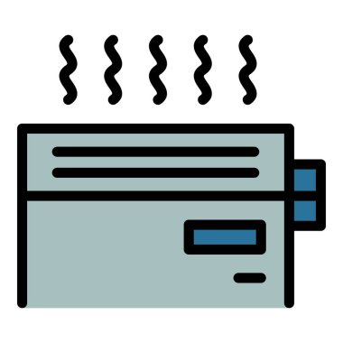 Convektör ısı simgesi dış hat vektörü. Elektrikli ısıtıcı. Merkezi denetim rengi düz