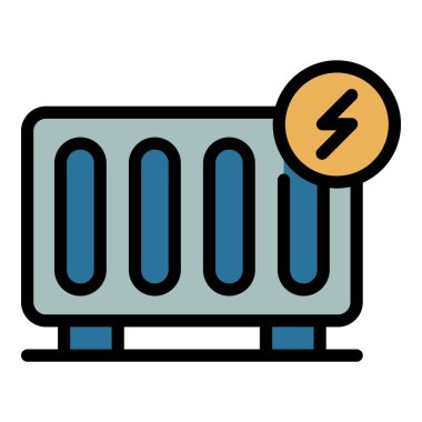 Küçük konvektör ikonu ana hatları vektörü. Elektrikli radyatör. Ev ısıtma rengi düz