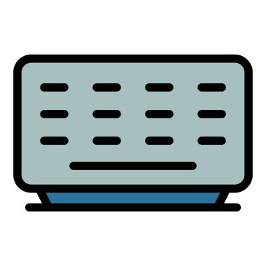 Yer radyatörü simgesi dış hat vektörü. Elektrikli ısıtıcı. Convektör kazan rengi düz