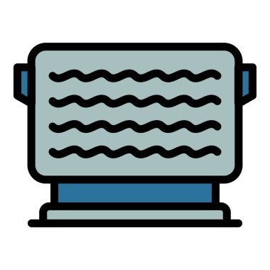 Gaz radyatörü simgesi ana hat vektörü. Elektrikli ısıtıcı. Ev ısısı rengi düz