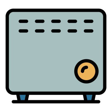 Elektrik valf taşıyıcı ikonu ana hat vektörü. Isıtma radyatörü. Ev ısıtma rengi düz