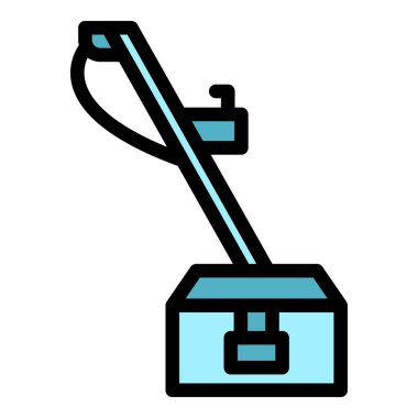 Sicim bitkisi ikon ana hatlarını kesiyor. Bahçe otu. Tarım ekipmanı rengi düz