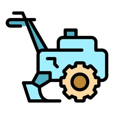 Çoklu simge taslak vektörü. Çiftlik makinesi. Süsleyici renk düzlemini birleştir