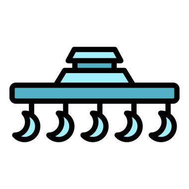 Çekici tapa dış hat vektörü. Çiftlik makinesi. Makine ekipmanı rengi düz