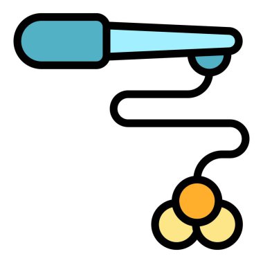 Kedi oyuncağı ikon ana hatları vektörü. Hayvan bakımı. Hayvan aksesuar rengi düz