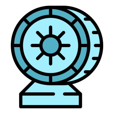 Evcil ahşap tekerlek ikonu ana hat vektörü. Bakım evi. Hayvan aksesuar rengi düz