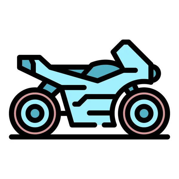 Sport Bike Icon Outline Vector Biker Motorcycle Gear Part Color — Stock Vector