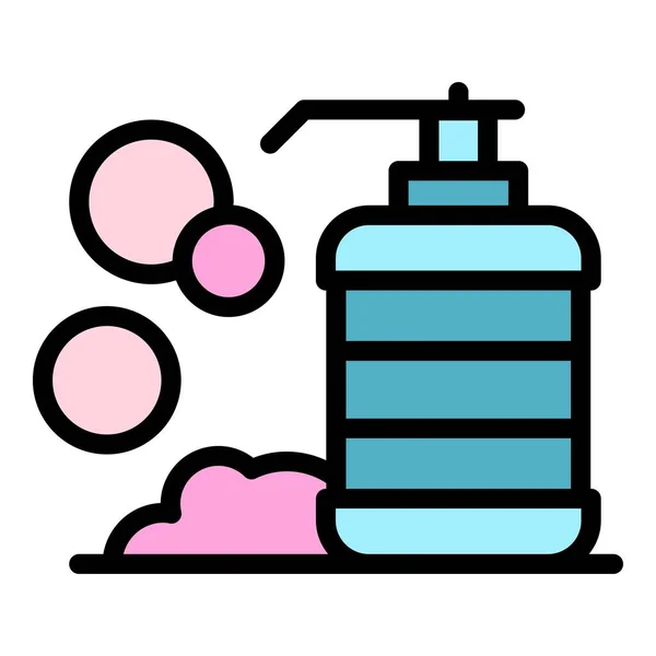 Temiz Dağıtıcı Simgesi Ana Hatları Vektörü Sabun Suyu Ürün Rengini — Stok Vektör