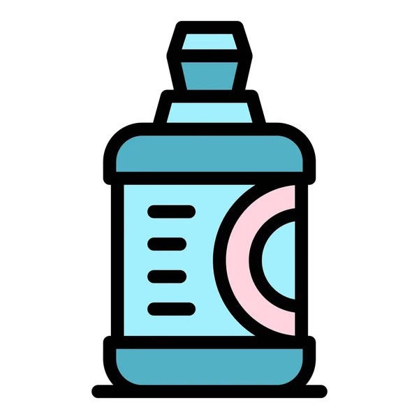 キッチンクリーンボトルアイコンアウトラインベクター 皿洗い クリーナー石鹸カラーフラット — ストックベクタ