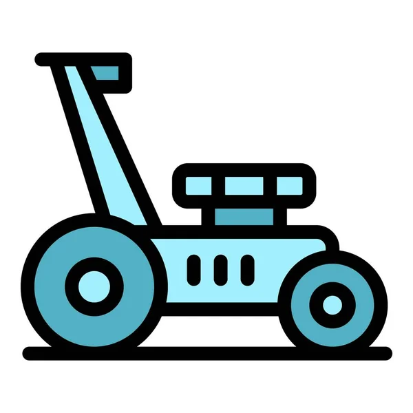 Lawn Mower Icon Outline Vector Trimmer Garden Agriculture Tool Color — Stock Vector