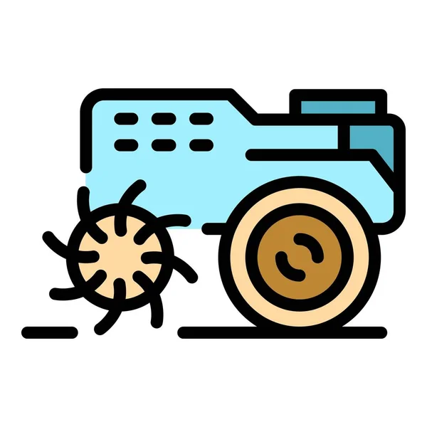 Grass Cultivator Icon Outline Vector Farm Machine Agriculture Equipment Color — Stock Vector