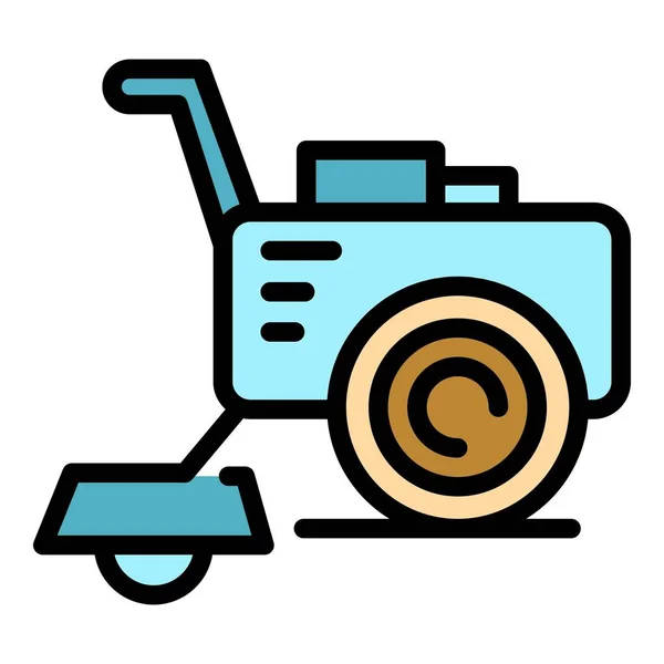 Multicultor Icon Outline Vector Machine Farm Equipment Machinery Color Flat — Stock Vector
