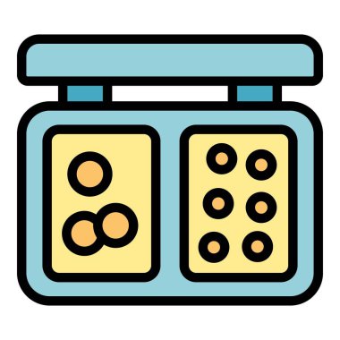 Doğum kontrol standı ikon ana hatları vektörü. Hormonal tipler. Sağlık yöntemi rengi düz