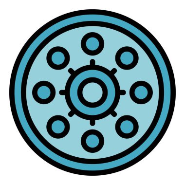 Doğum kontrol aracı simgesi ana hatları vektörü. Sağlık prezervatifi. Hormon tıbbi rengi düz