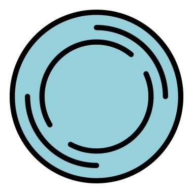 Doğum kontrol halkası ikonu ana hat vektörü. Doğum kontrol hapı. Sağlık hormonu rengi düz