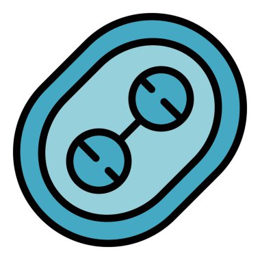 Kadın doğum kontrol ikonu ana hatları vektörü. Doğum kulübesi. Sağlık tiplerinin rengi düz