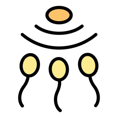 Doğum kontrol medikal ikonu ana hatları vektörü. Doğum kontrol hapı. Sağlık eğitimi rengi düz