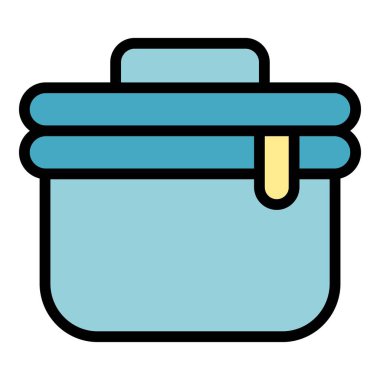 Moda kutusu ikonu ana hatları vektörü. Makyaj çantası. Kozmetik kutu rengi düz