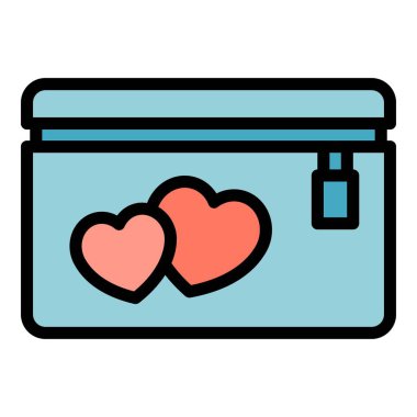 Moda ikonu ana hatları vektörü. Kozmetik çanta. Güzellik makyaj rengi düz