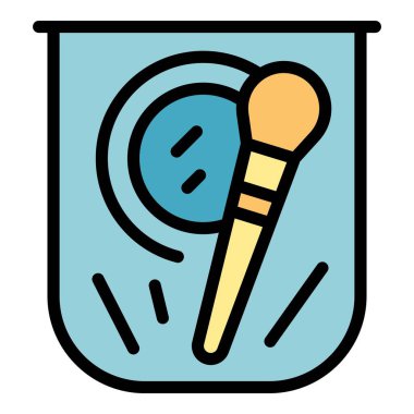 Moda fırçası ikon ana hatları vektörü. Dava fermuarı. Kozmetik seti rengi düz