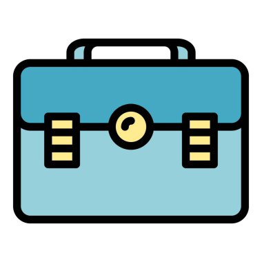 Deri kozmetik çanta ikonu ana hat vektörü. Makyaj fermuarı. Küçük çanta rengi düz