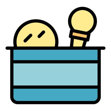 Kozmetik durum ikonu ana hatları vektörü. Kumaş kutusu. Makyaj çantası rengi düz