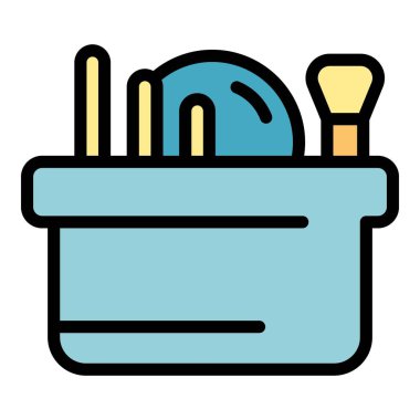 Kozmetik kutusu ikonu ana hatları vektörü. Makyaj çantası. Güzellik çantası rengi düz