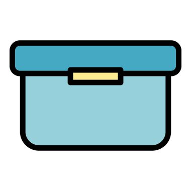 Kapalı kozmetik kutusu ikonu ana hatları vektörü. Makyaj çantası. Güzellik çantası rengi düz