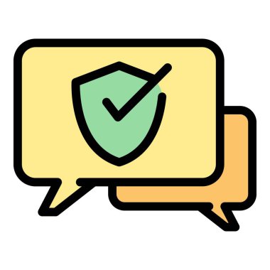 Güvenli sohbet simgesi ana hatları vektörü. Antivirüs verileri. Güvenlik duvarı rengi düz